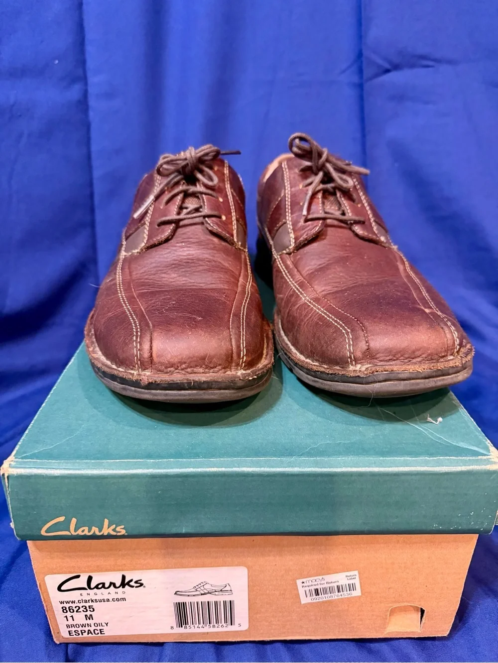 Clarks Espace Men’s 11 M Brown Leather Lace Up Oxford Casual Shoesi